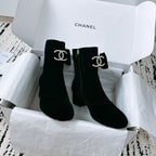 CC Ankle Boots In Black Velvet With Bow Tie 144659