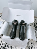 CC Ankle Boots In Black Cowhide With Bow Tie 144661