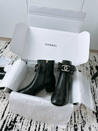CC Ankle Boots In Black Cowhide With Bow Tie 144661