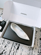 CC Ballet Flats In White Glossy Lambskin 144669