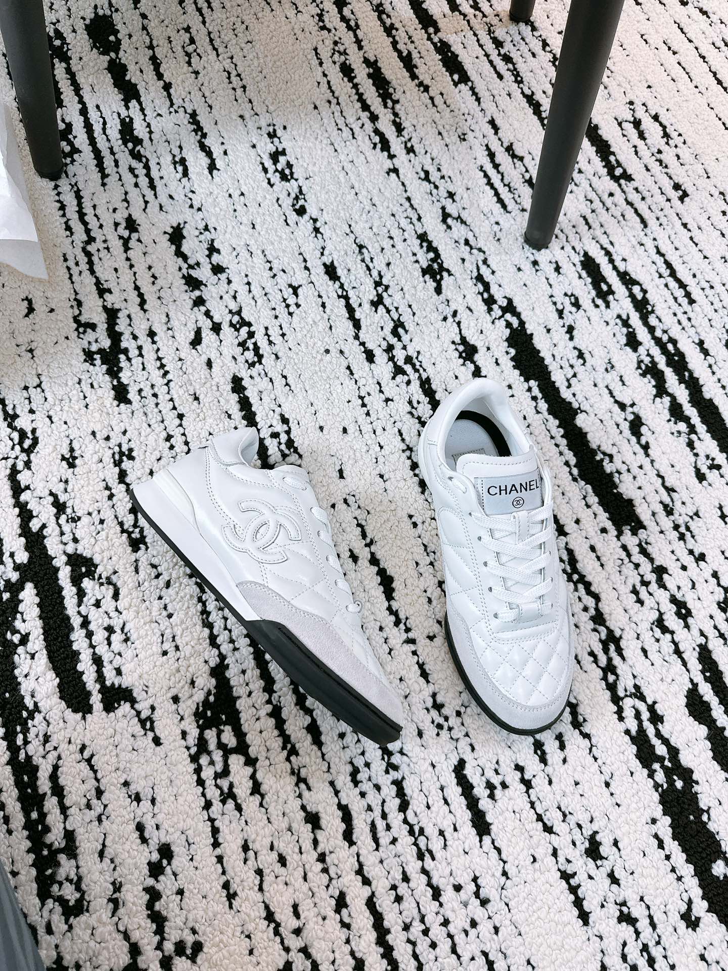 CC Sneaker In White Lambskin Quilted 144679