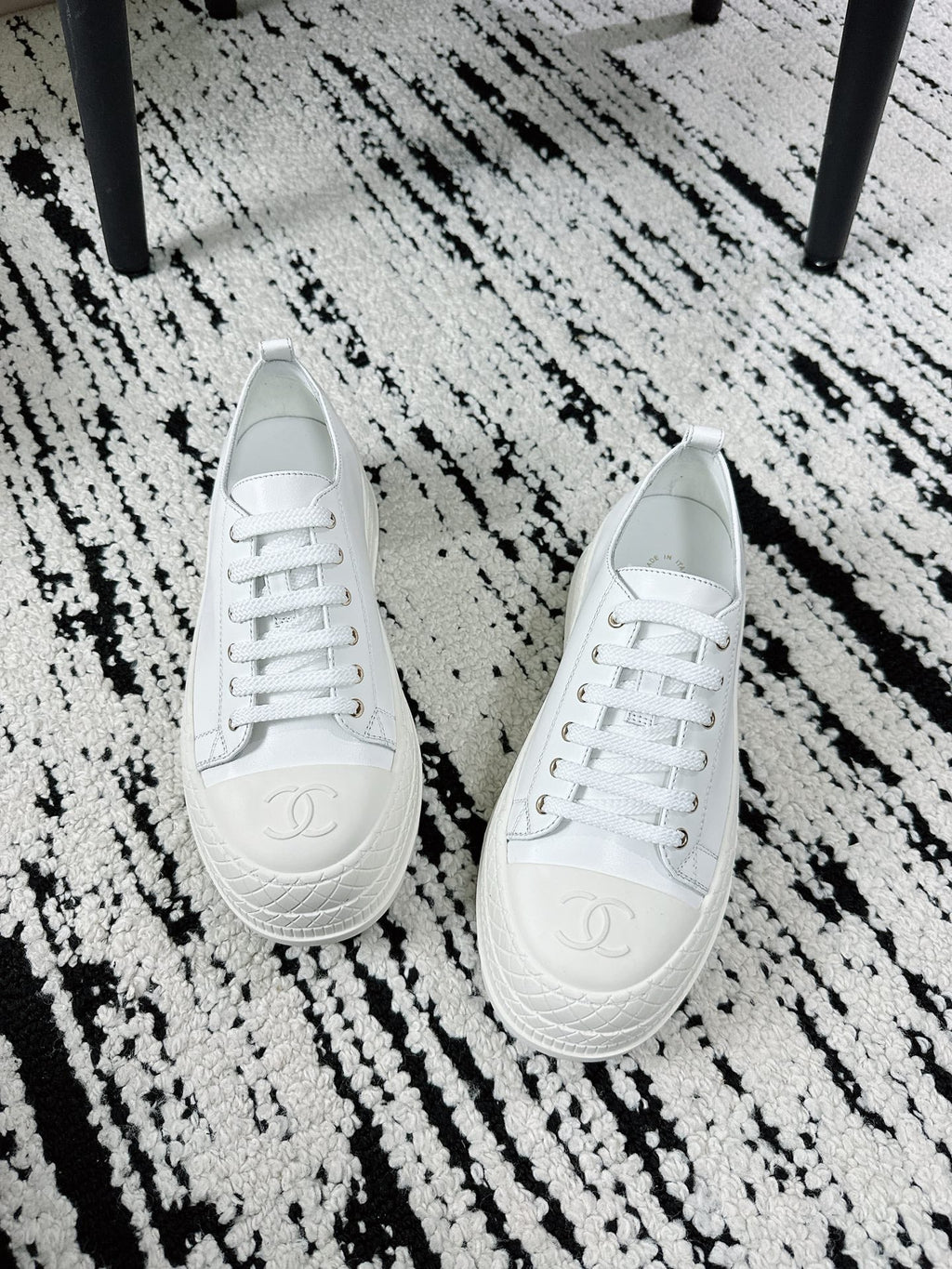 CC Platform Sneakers White Rubber Leather 696670