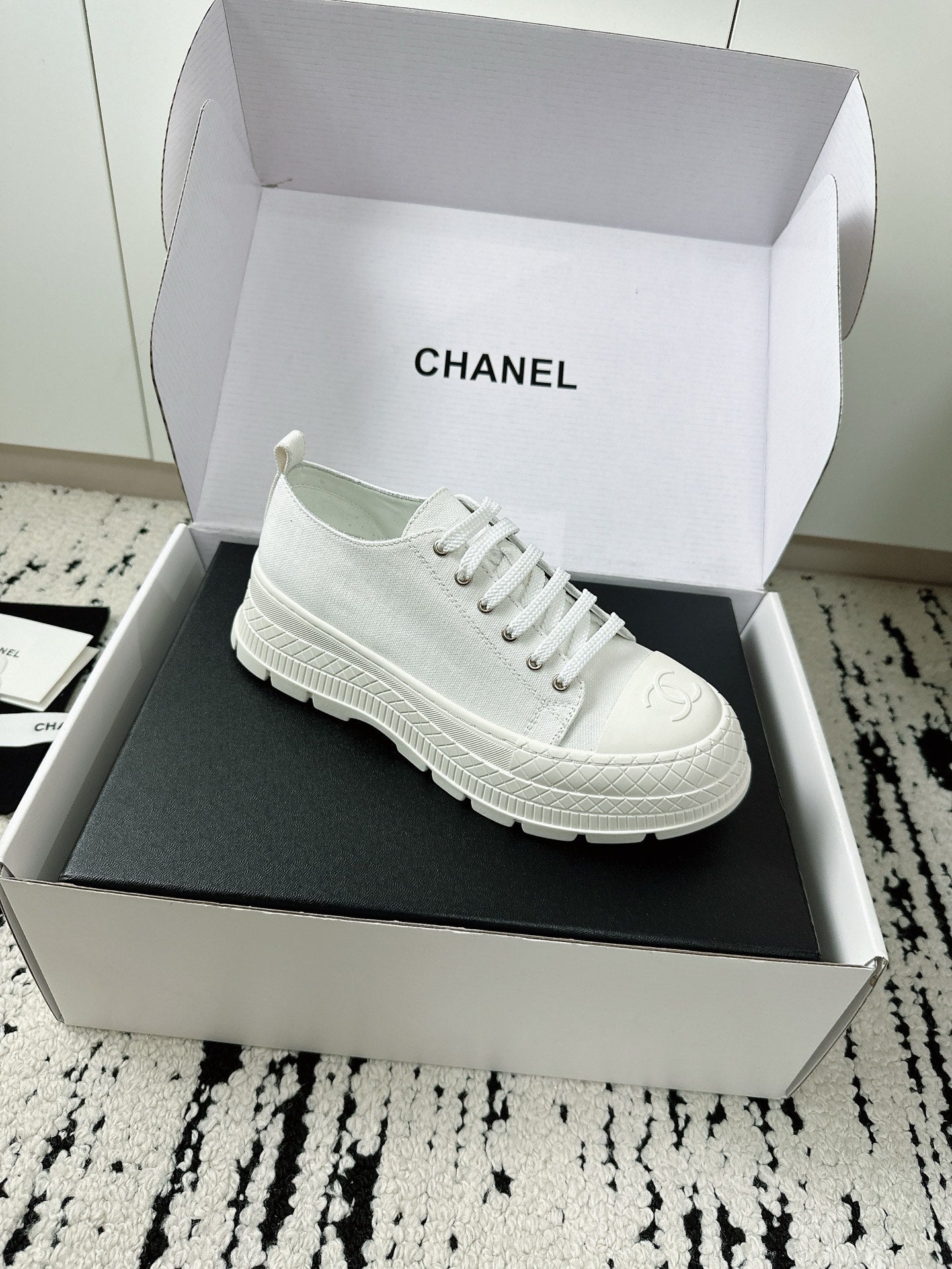 CC Platform Sneakers White Rubber Cotton 696672