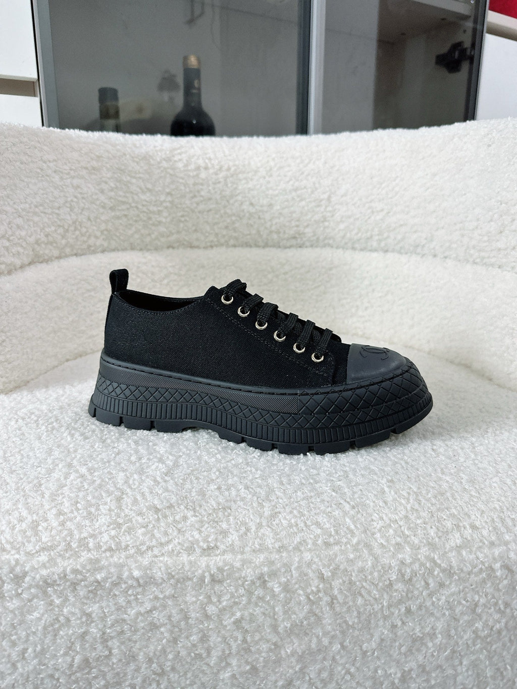 CC Platform Sneakers Black Rubber Cotton 696673