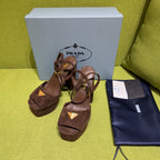 Prada 25 AW Platform Sandals Dark Brown Suede 564120