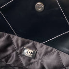 cc 22 hobo 35cm black and silver lambskin silver hardware