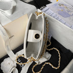 24p clutch with chain 19cm white lambskin