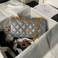 24a classic flap bag 26cm grey lambskin gold hardware