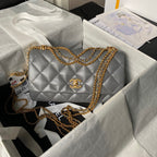24a classic flap bag 26cm grey lambskin gold hardware