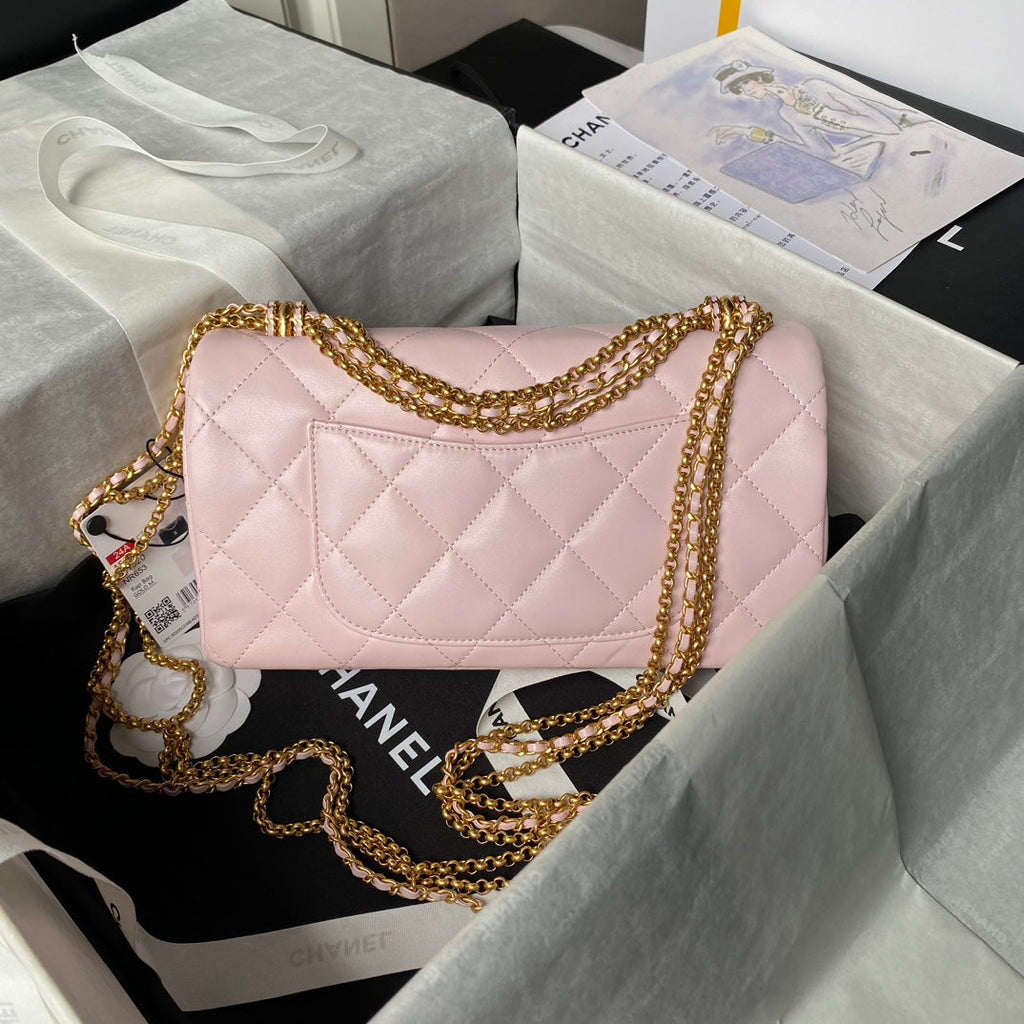 24a classic flap bag 26cm pink lambskin gold hardware