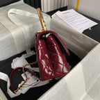 CC 24A Coco Handle Small 23cm Burgundy Patent Calfskin Gold Hardware
