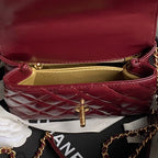 CC 24A Coco Handle Mini 19cm Burgundy Patent Calfskin Gold Hardware