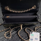 CC 24B Trendy Bag 18.5cm Black Lambskin Gold Hardware