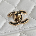 CC 24B Trendy Bag 18.5cm White Lambskin Gold Hardware