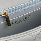 CC 24K Mini Flap Bag 21cm Cloud Blue Lambskin Gold Hardware