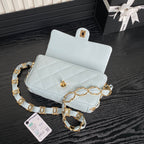 CC 24K Mini Flap Bag 21cm Cloud Blue Lambskin Gold Hardware