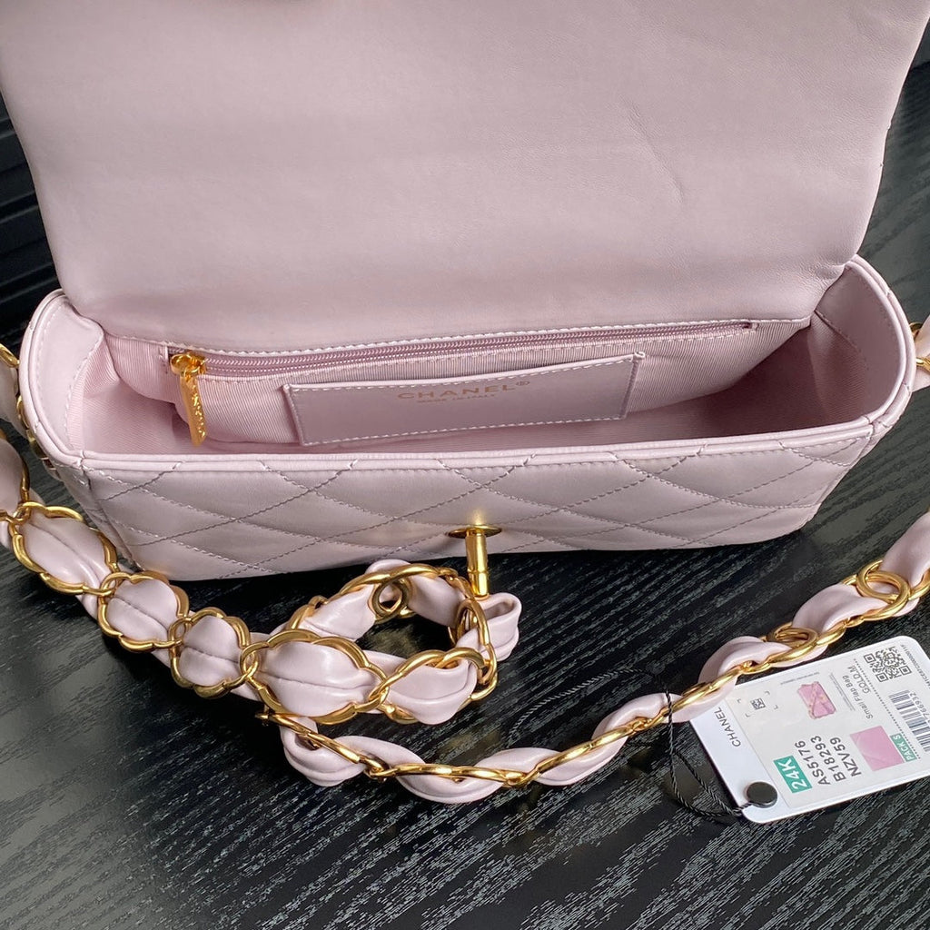 CC 24K Mini Flap Bag 21cm Light Violet Lambskin Gold Hardware