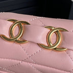 CC 24K Mini Flap Bag 21cm Pink Lambskin Gold Hardware