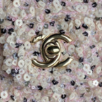 CC 24K Flap Bag 20cm Pink White Sequin Beige Lambskin