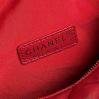 24K Camera Bag Red Calfskin Gold Hardware
