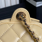 24K Camera Bag Beige Calfskin Gold Hardware