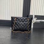 24K Shopping Bag 28cm Black Calfskin Gold Hardware