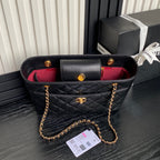 24K Shopping Bag 28cm Black Calfskin Gold Hardware