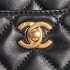 24K Shopping Bag 28cm Black Calfskin Gold Hardware