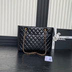 24K Shopping Bag 32cm Black Calfskin Gold Hardware