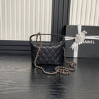 CC 25C Hobo Bag 21.5cm Top Handle Black Grained Calfskin