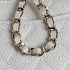 CC 24K Coco Handle Nano 14.5cm White Grained Calfskin Gold Hardware