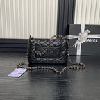 CC 25C Clutch With Strap 21cm Black Calfskin