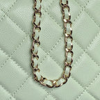 CC Coco Crush Handle Lunch Bag Light Green Caviar Leather