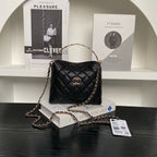 CC Coco Crush Handle Lunch Bag Black Caviar Leather