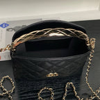 CC Coco Crush Handle Lunch Bag Black Caviar Leather