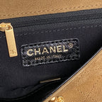 Chanel 2026 Coco Base Top Handle Flap Bag Beige Black Suede Leather 348231