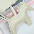 HM Rodeo Robeo Coeur Pony Bag Charm With Gold-tone Studs Cream Lambskin