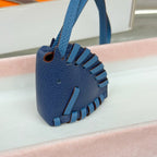 HM Horse Head Charm Blue Calfskin