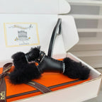 HM Budy Puppy Pendant Charm Black Wool Cowhide