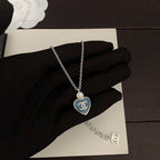 CC    Heart Blue Sliver Necklaces