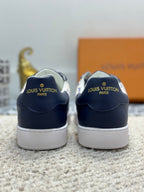 LV TRAINER SNEAKER NAVY BLUE CALFSKIN AND BEIGE MONOGRAM CANVAS