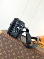 LV Nano Alpha 18.5 cm Black Monogram Embossed Shadow Cowhide