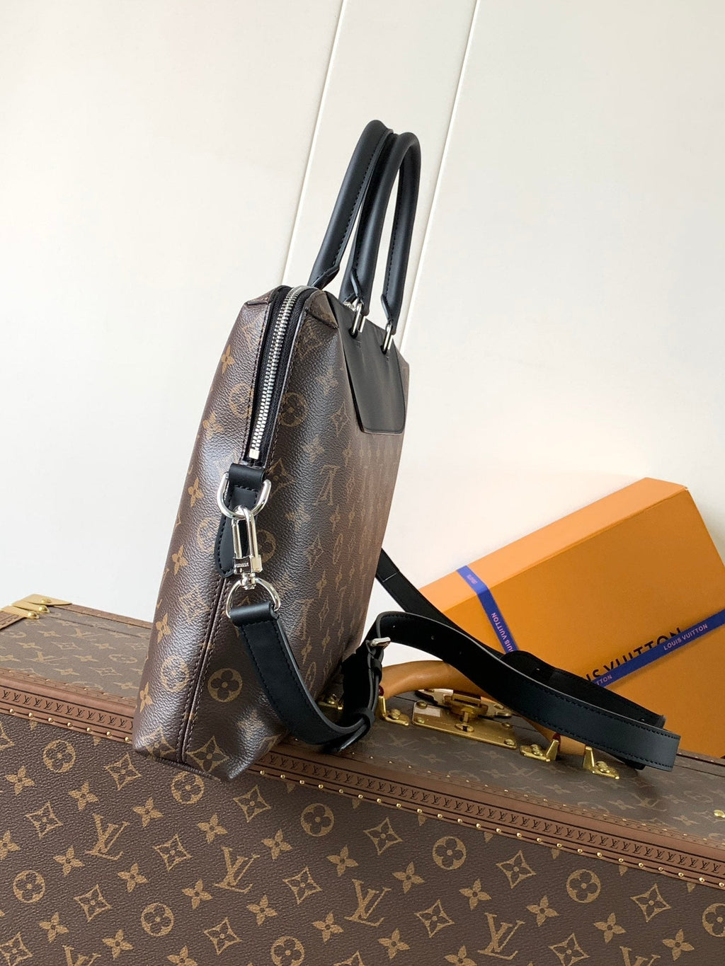 LV N54109 Porte-Documents Jour Briefcase Brown Monogram Canvas