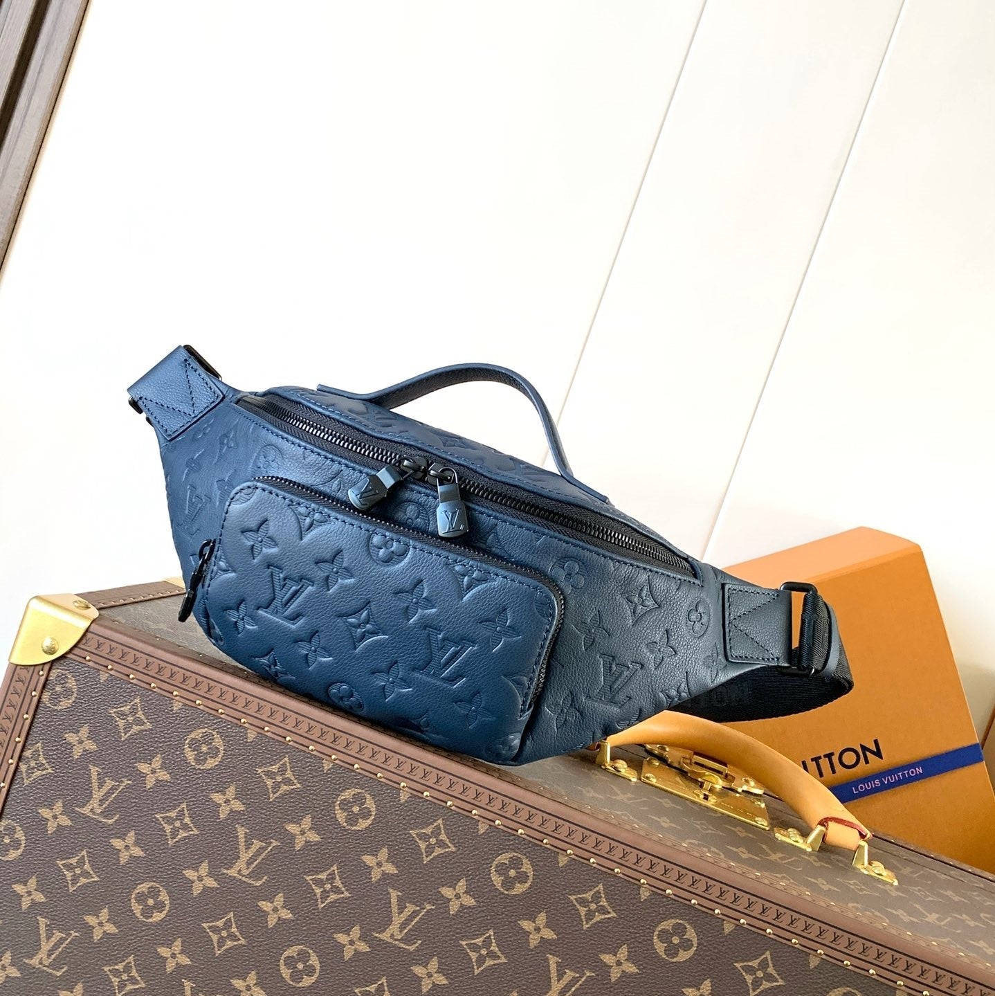 LV M14784 Rush Bumbag Dark Blue Monogram Shadow Calfskin