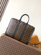 LV Porte-Documents Voyage Brown Black Macassar Canvas