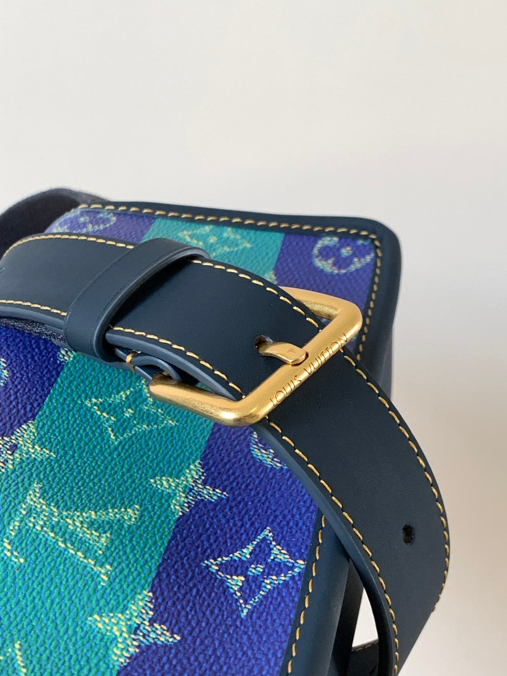 LV Bosphore Mini Handbag 19cm Purple Blue Canvas & Leather trim