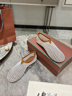 LP hollow knit ballet flats white 0rigin@l leather 379025