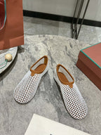 LP hollow knit ballet flats white 0rigin@l leather 379025