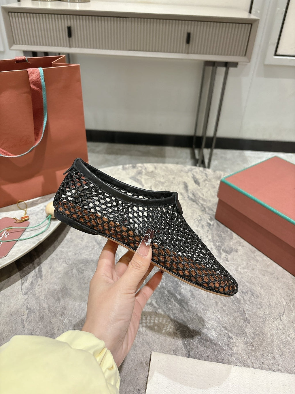 LP hollow knit ballet flats black 0rigin@l leather 379023