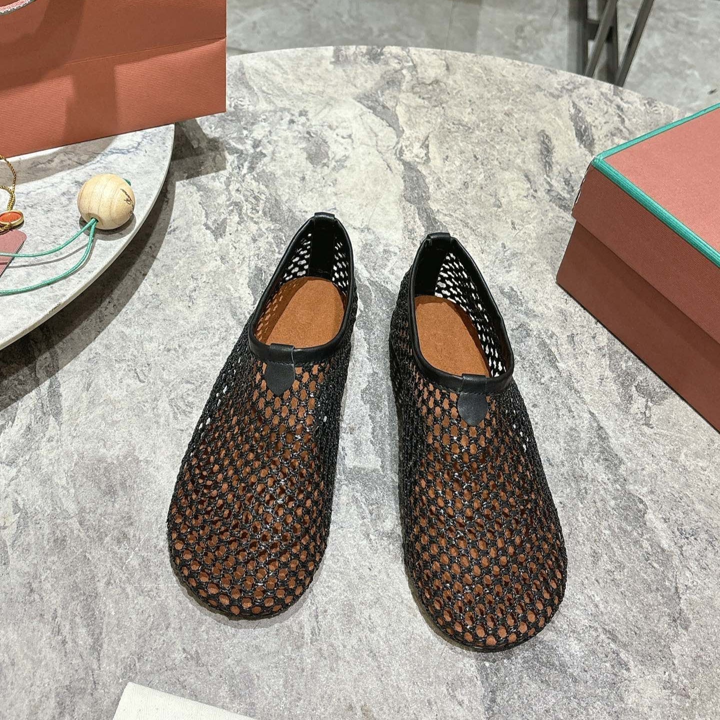 LP hollow knit ballet flats black 0rigin@l leather 379023